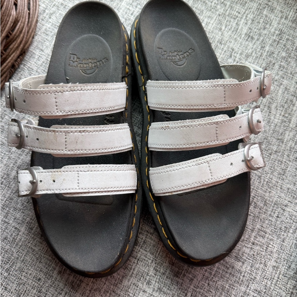 Dr. Martens White Triple Buckle Sandals